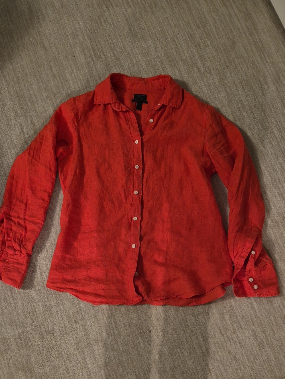 Coral J. Crew  Linen Button-Down Shirt